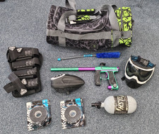 HK ARMY Hive Mini GS - Teal/Purple Paintball Marker w/ Tank, Hopper + Bag