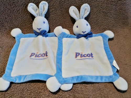 Doudou plat lapin bleu - plat, x2