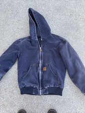 Vintage Y2K Carhartt Active Hooded Blue Distressed Jacket Men's Size S J130