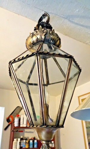 Large antique brass glass - large,