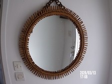 Miroir mural vintage en bambou