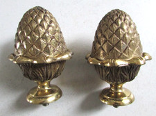 Lot 2 embouts tringle à rideaux à vis ou embrasses ? Pomme de pin laiton massif