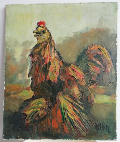 Huile sur toile coq de - toile,