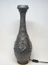 Antique French Pewter Large Lamp Vase Signed Villien French Tin Art Nouveau