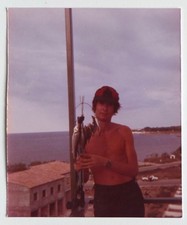 Fishing Loot, Young Man Cap - Vintage Photo Snapshot c. 1980