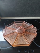 Plateau apéritif art deco rose