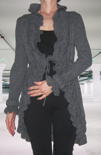 Gilet long gris mohair - long,