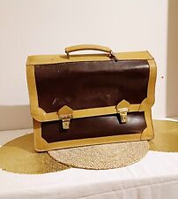 Vintage Leather Tote - 4 Compartments & Key - Damaged - See Description