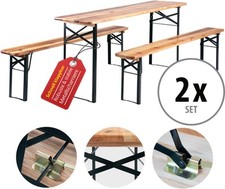 2x Ensemble Brasserie Table Banc Bois Pliable Meuble Jardin Terrasse Fete Bar