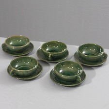Biot pottery 5 cups & saucers