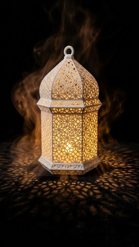 Lanterne blanc ajouré motif - ,