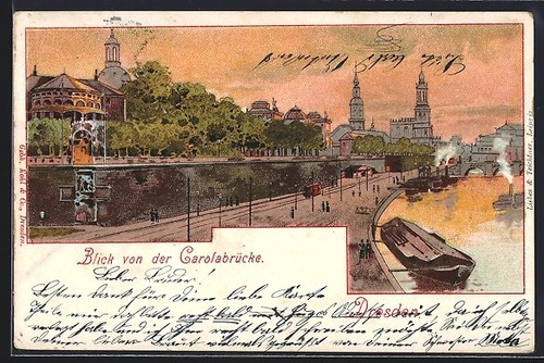 Lithographie dresde vue - vue, du