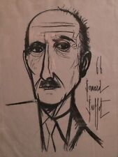 Gravure de Bernard BUFFET : Portrait François MAURIAC 1966 . Encadrement SPITZ