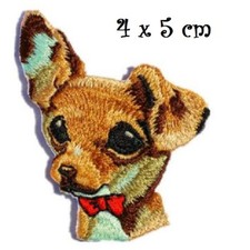 ÉCUSSON PATCH - Petit Chien Chiot ** 4 x 5 cm ** Applique brodée thermocollante