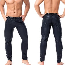 Pantalon homme style motard simili cuir coupe slim parfait pour toute saison