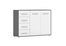 Commode tiroir buffet FRIDA 01 2D4S 135 cm gris/blanc