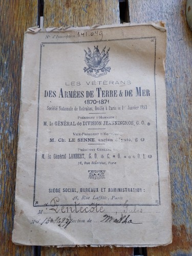 Livret militaire guerre 1870 - militaire,