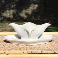 Antique Terre de fer white sauce pan / 19th century / white shabby no Creil