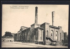 Old postcard Corbeil, Les Grands Moulins, the steam generator factory 