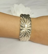 BIG Vintage HEAVY Vintage Taxco Mexico Sterling Silver Ribbed Cuff Bracelet 54g