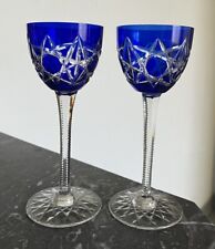 2 Verres Roemers En  Cristal  Doublé Bleu Taillé De Baccarat