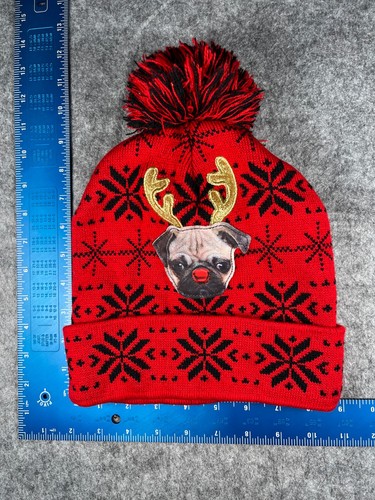 Pug reindeer beanie toque - pug,