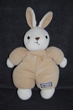 🍀Doudou Lapin Beige Ecru AJENA NOUNOURS Peluche 28 / 35 Cm Ancien Vintage