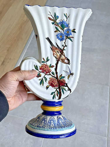 Vase faience gien décor - de,