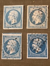 Timbre France Napoléon no 14 dont un faux pour servir, avec obl. authentique