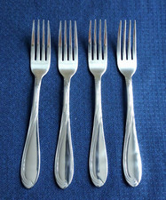 New Oneida CRESTA /CAMBER Scroll Set of 4 Dinner Forks Stainless (7 1/2")