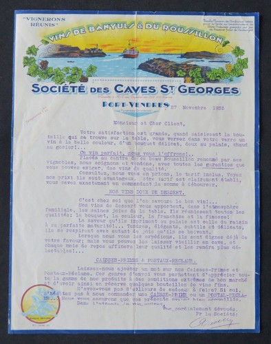 Facture port vendres 1932 - facture,