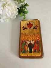 2 ⚜️ Icone Religieuse en Bois Jésus Christ Vintage 16 X 9 Cm