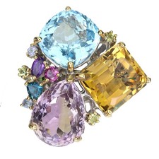 925 Bague en Argent Poire Amétrine 40ct Topaze Main Pierre Précieuse Bijoux Sz 8