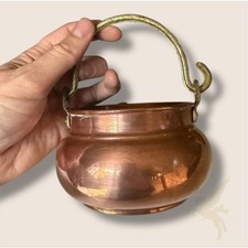 Small Copper Cauldron with Brass Handle