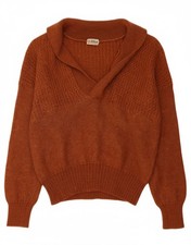 VINTAGE Womens Shawl Neck Jumper Sweater UK 16 Large Brown AR15