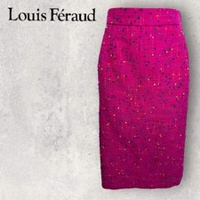 Louis Feraud Womens Vintage Cerise Pink Tweed Pencil Midi Skirt UK 12