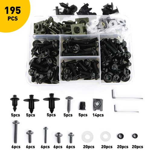 Black motorcycle fairing bolts - black,