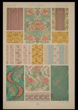 SOIERIES TENTURES 18e - LITHOGRAPHIE 1869 - RACINET, ORNEMENTATION, LOUIS XVI