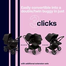 Bugaboo Donkey 5 Due + Mono Stroller Black/Midnight Black Used GREAT CONDITION