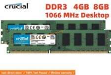 CRUCIAL 4GB 8GB DDR3 1066 MHz PC3-8500 Desktop DIMM 240-Pin Memory RAM 8500U