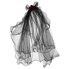  Voile en dentelle noire : voile de mariée fantôme d'Halloween pour femme,