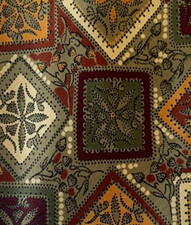 Vintage Green Gold Burgundy Foulard LONGCHAMP Silk Tie