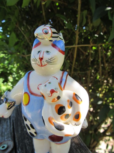 Statuette porcelaine chat - porcelaine,