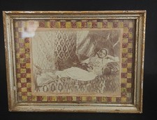 Antique Framed Photo Wooden Frame Woman Lying