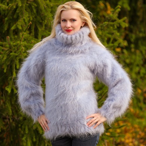Gray mohair sweater thick shot
