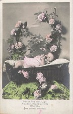 CP BERCEAU OSIER BEBE ROSES