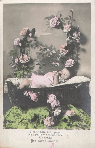 Berceau osier bebe roses - berceau,