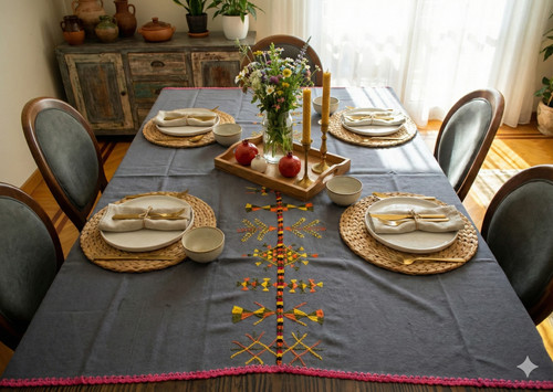 Nappe authentique brodée - , à