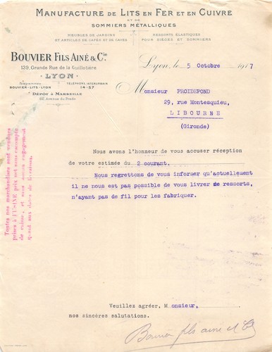1917 manufacture lits en - manufacture,