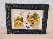 Paysage Du Vietnam En Broderie Soie Sauvage